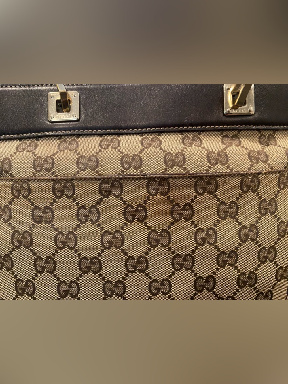 Gucci Beige GG Canvas Tote w/ Brown Leather & Gold Horsebit Hardware. Classic ❤️ - Picture 7 of 12